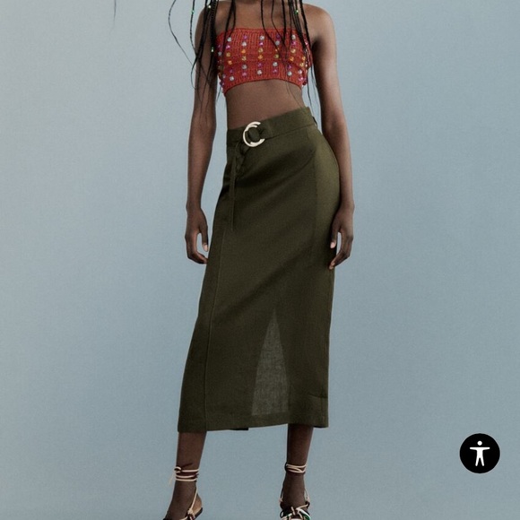 Zara linen pencil skirt in dark olive green - Picture 11 of 11